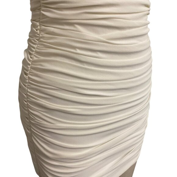 Hailey Logan By Adrianna Papell Ivory Ruched Mini Dress With Jeweled Halter Neck - Picture 3 of 10